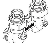 Пара шаровых кранов РЕХАУ G1/2х3/4 угловой  с соед. нипелями 